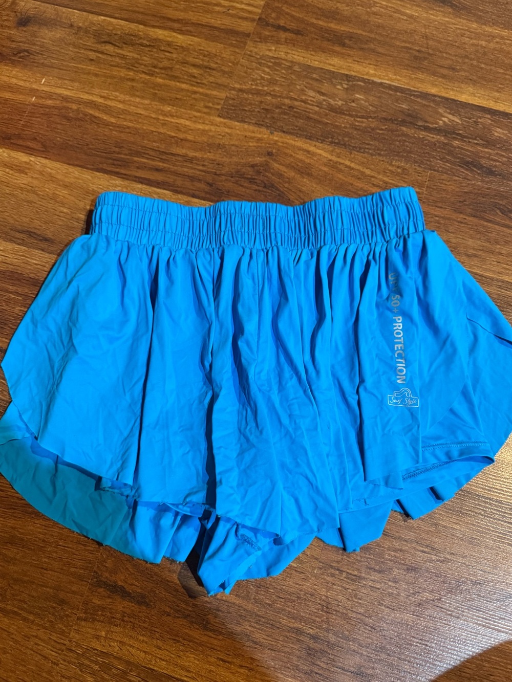 Women's Surf Style Medium Lightweight Blue Athletic Flowy Shorts UPF 50+
